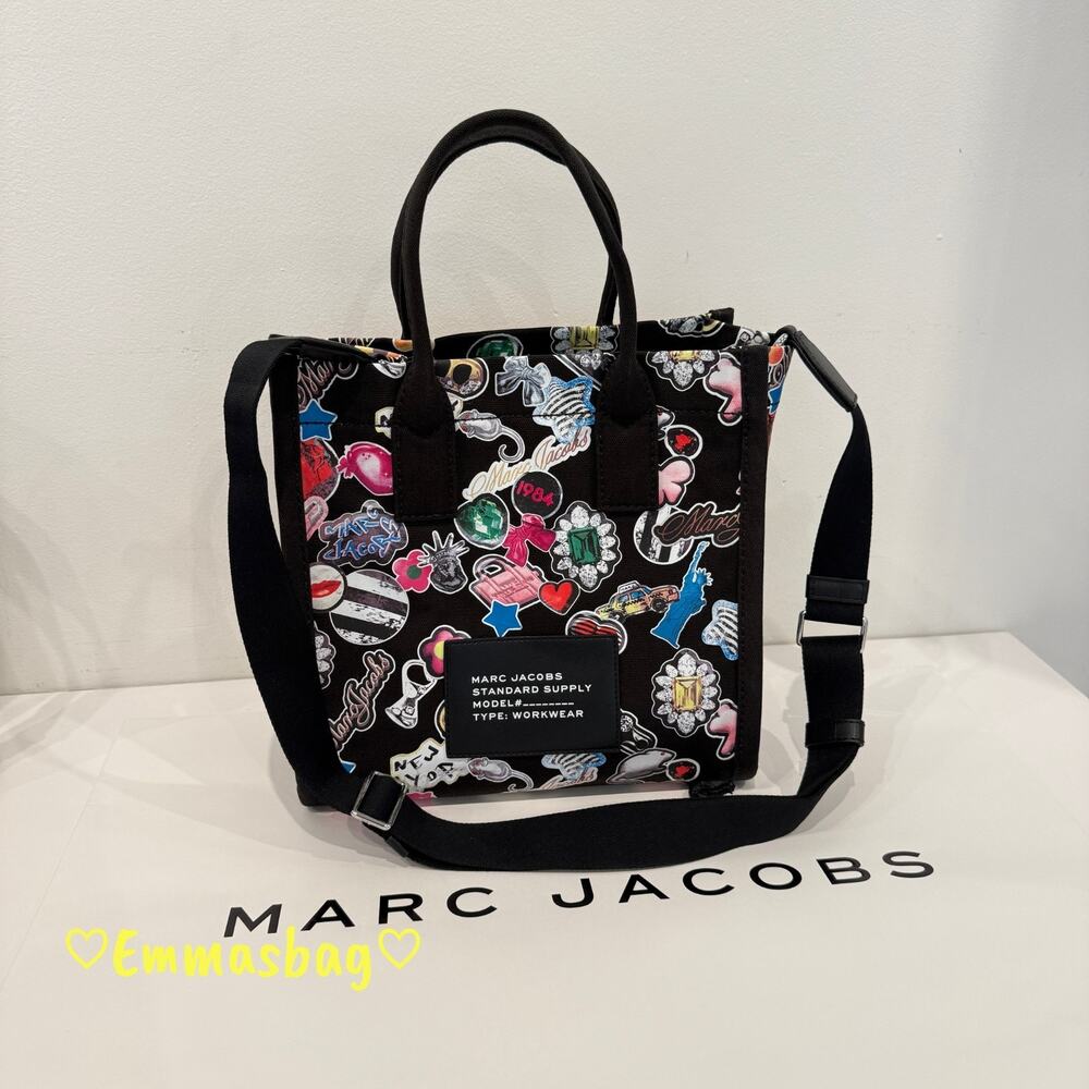 Marc Jacobs Printed Canvas Medium Tote Bag Black